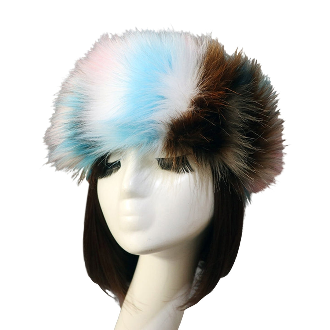 Winter Women Hat Colorful Thickened Empty Top Short Plush Windproof Faux faux No Brim Headband Headdress for Photograph Image 4