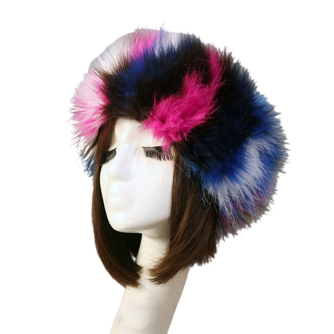 Winter Women Hat Colorful Thickened Empty Top Short Plush Windproof Faux faux No Brim Headband Headdress for Photograph Image 1