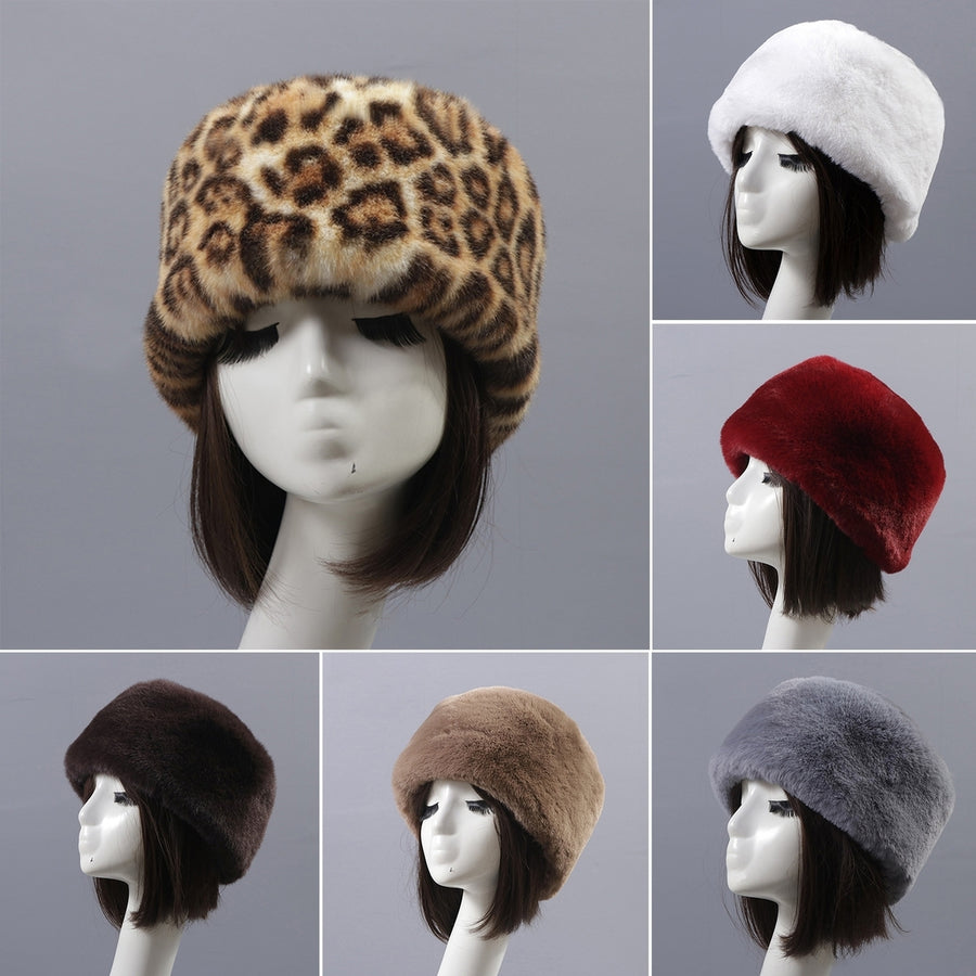 Beanie Flat Top Windproof Brimless Russian Style Women Thick Fluffy Faux Fur Winter Hat for Daily Life Image 1