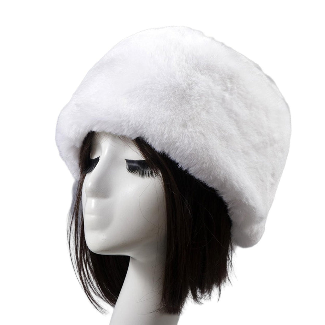 Beanie Flat Top Windproof Brimless Russian Style Women Thick Fluffy Faux faux Winter Hat for Daily Life Image 1