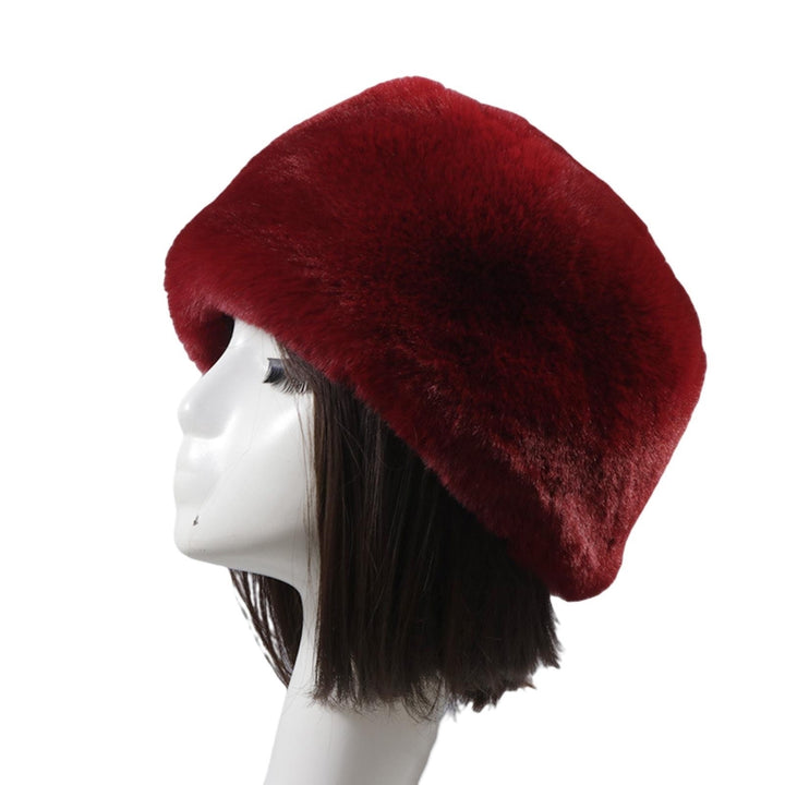 Beanie Flat Top Windproof Brimless Russian Style Women Thick Fluffy Faux Fur Winter Hat for Daily Life Image 3