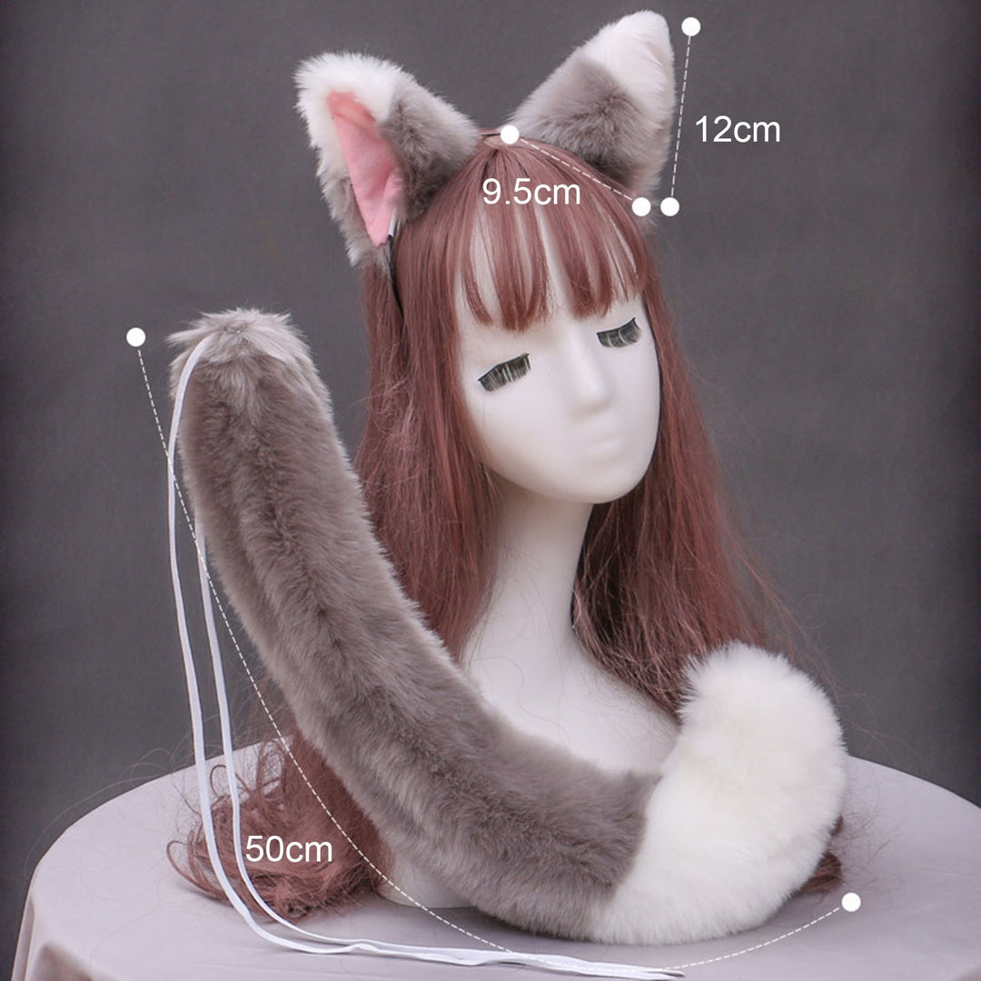 2 Pcs/Set Cosplay Headband Tail Set Adjustable Decorative Lolita Fluffy Rope Play with String Plush at Ears Tail Set Image 11