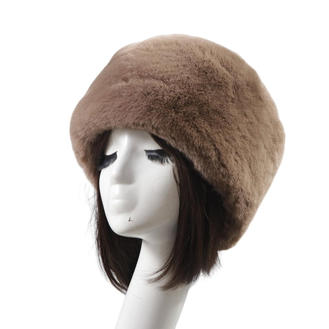 Beanie Flat Top Windproof Brimless Russian Style Women Thick Fluffy Faux faux Winter Hat for Daily Life Image 1