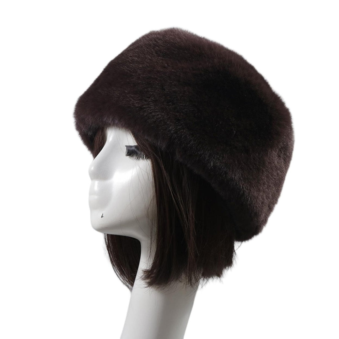 Beanie Flat Top Windproof Brimless Russian Style Women Thick Fluffy Faux faux Winter Hat for Daily Life Image 1