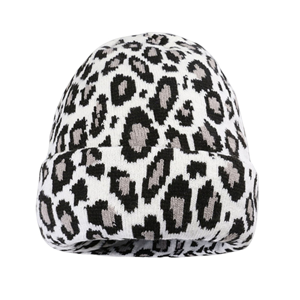 Hemming Brimless Thickened Korean Style Winter Hat Women Leopard Pattern Riding Knitted Beanie Hat Image 2