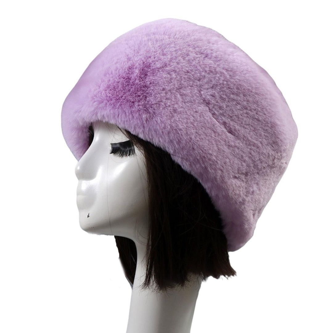 Beanie Flat Top Windproof Brimless Russian Style Women Thick Fluffy Faux faux Winter Hat for Daily Life Image 1