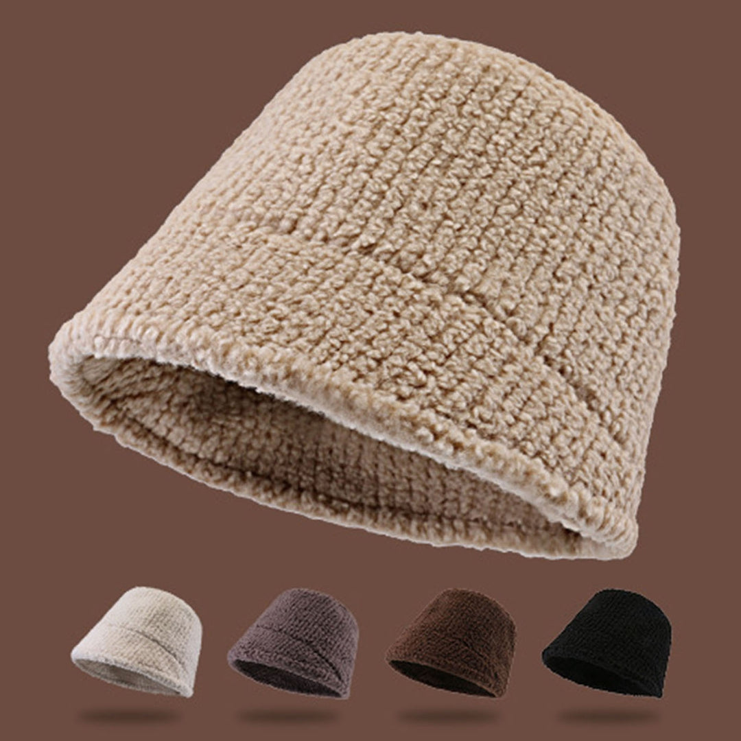 Winter Bucket Hat Solid Color Knitted Ear Protection Soft Korean Style Cold-proof Thick No Brim Sunscreen Women Winter Image 7