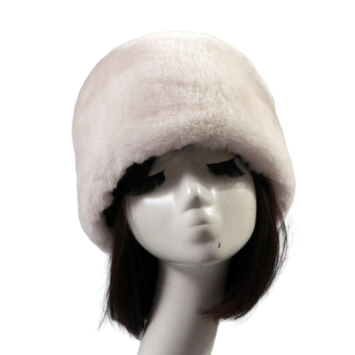 Beanie Flat Top Windproof Brimless Russian Style Women Thick Fluffy Faux Fur Winter Hat for Daily Life Image 1