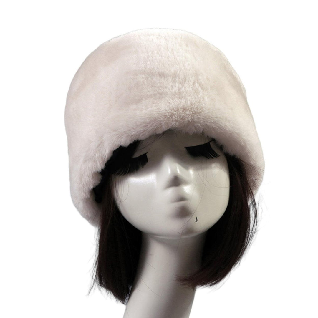 Beanie Flat Top Windproof Brimless Russian Style Women Thick Fluffy Faux faux Winter Hat for Daily Life Image 1