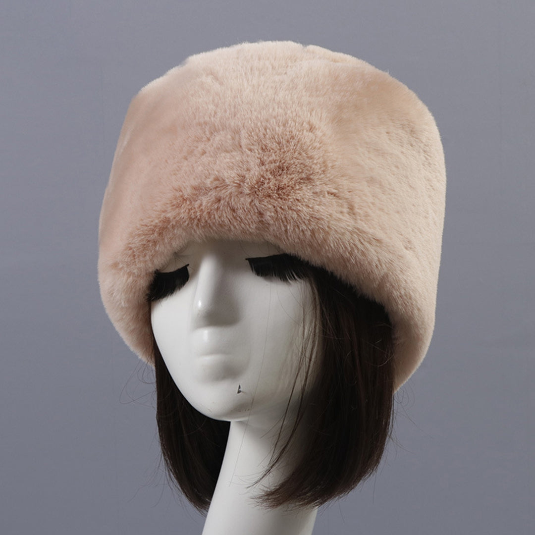 Beanie Flat Top Windproof Brimless Russian Style Women Thick Fluffy Faux faux Winter Hat for Daily Life Image 11