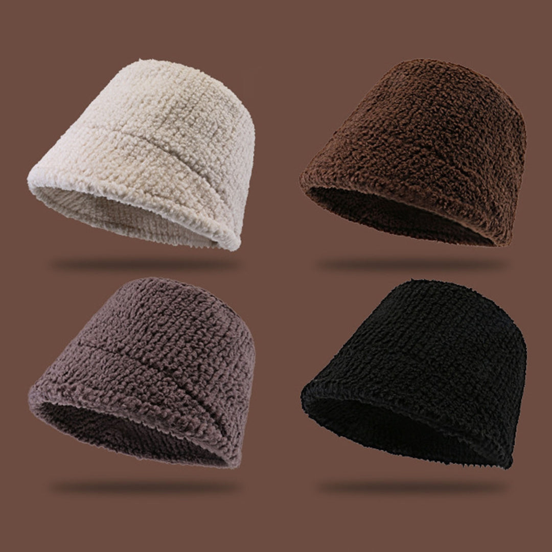 Winter Bucket Hat Solid Color Knitted Ear Protection Soft Korean Style Cold-proof Thick No Brim Sunscreen Women Winter Image 11