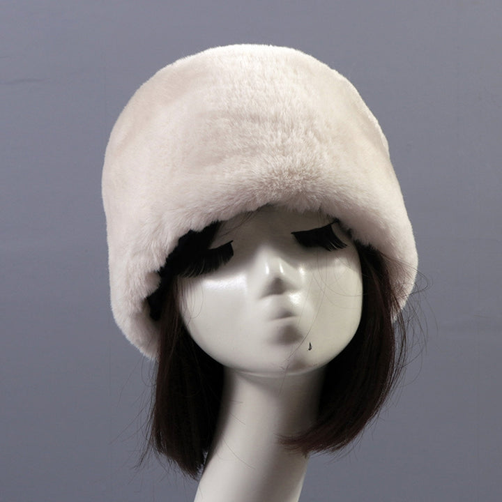 Beanie Flat Top Windproof Brimless Russian Style Women Thick Fluffy Faux faux Winter Hat for Daily Life Image 12