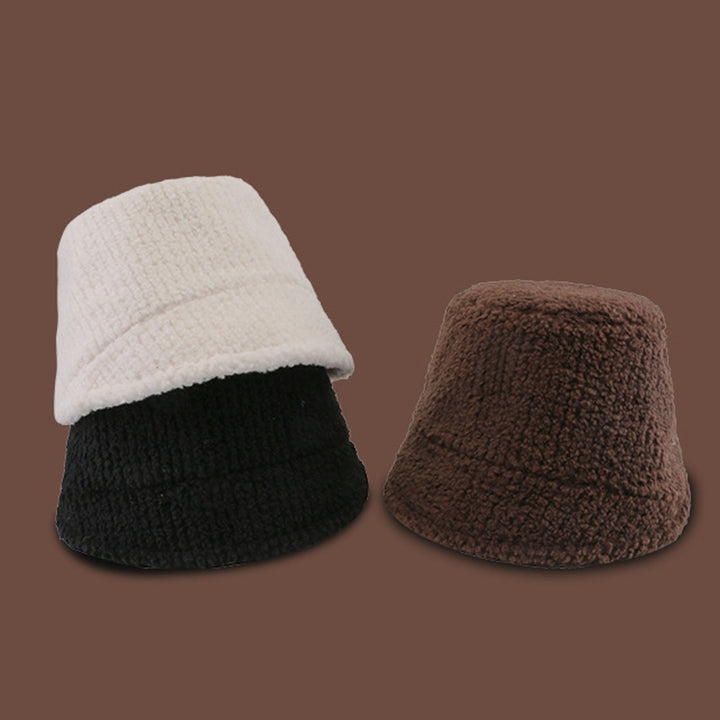 Winter Bucket Hat Solid Color Knitted Ear Protection Soft Korean Style Cold-proof Thick No Brim Sunscreen Women Winter Image 12