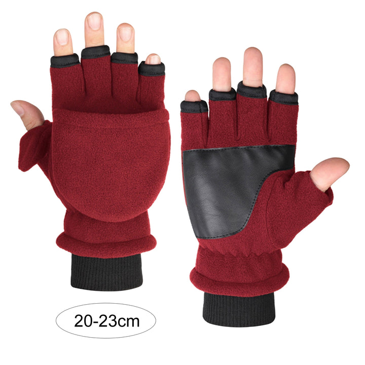 1 Pair Women Men Gloves Half Fingers Double-layer Fleece Thicken Touch Screen Cold-proof Elastic Image 10