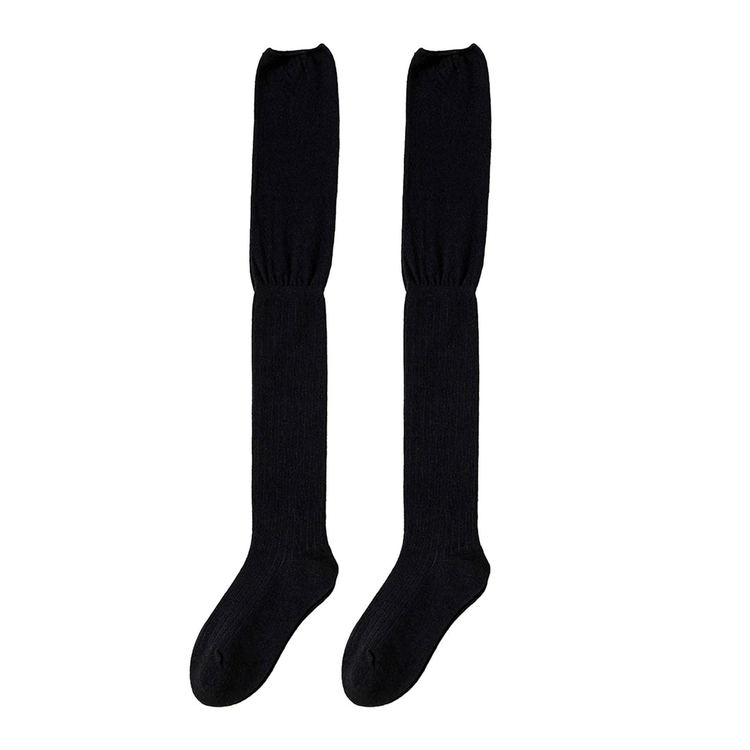 1 Pair Long Tube Socks Lengthened Autumn Winter Splicing High Thigh Socks for Daily Wear Image 2