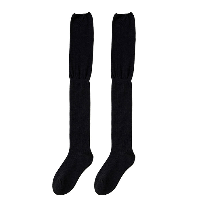 1 Pair Long Tube Socks Lengthened Autumn Winter Splicing High Thigh Socks for Daily Wear Image 2