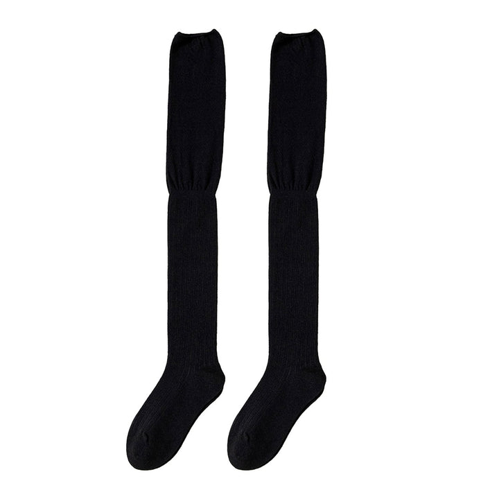 1 Pair Long Tube Socks Lengthened Autumn Winter Splicing High Thigh Socks for Daily Wear Image 1