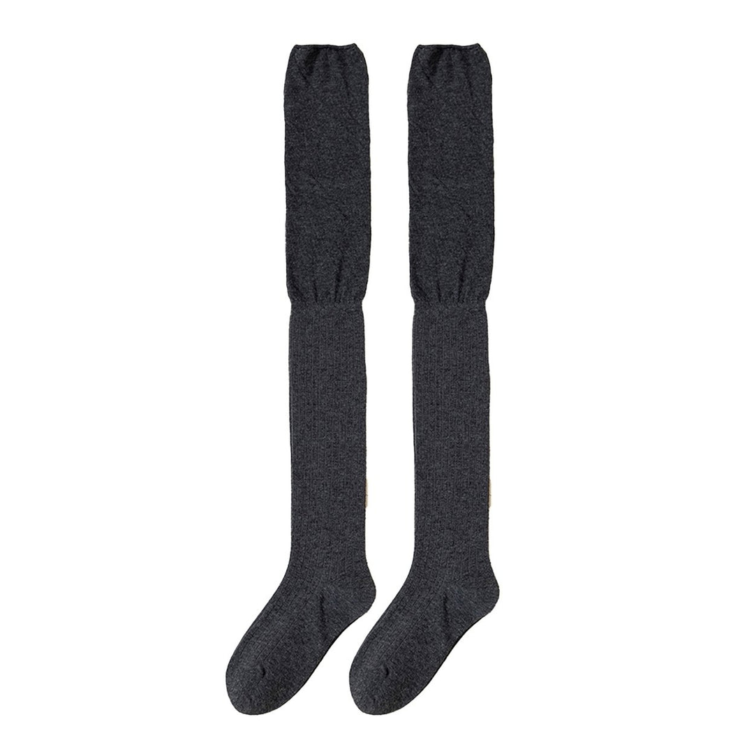 1 Pair Long Tube Socks Lengthened Autumn Winter Splicing High Thigh Socks for Daily Wear Image 1