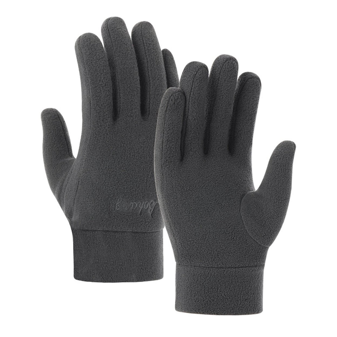 1 Pair Embroidery Letter Print Full Finger Shockproof Men Gloves Autumn Winter Thickened Coral Fleece Ridding Gloves Image 1