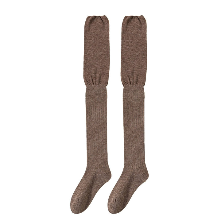 1 Pair Long Tube Socks Lengthened Autumn Winter Splicing High Thigh Socks for Daily Wear Image 1