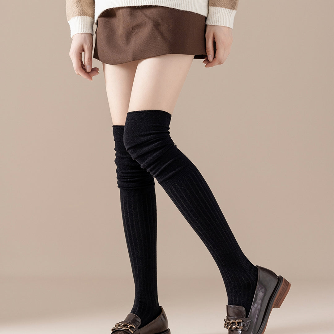 1 Pair Long Tube Socks Lengthened Autumn Winter Splicing High Thigh Socks for Daily Wear Image 8