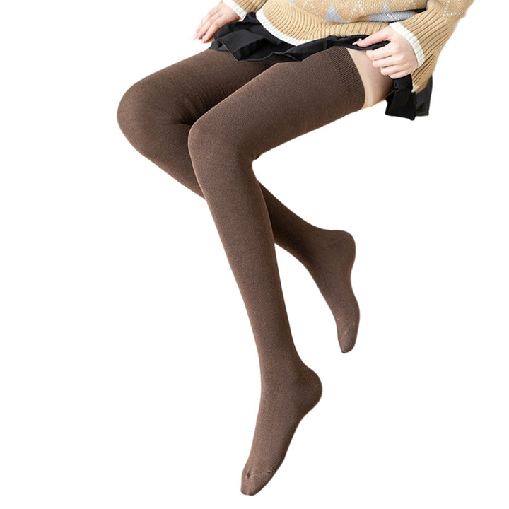 1 Pair 80cm Japanese Style Solid Color High Elasticity Non-slip Silicone Thigh Stockings Autumn Winter Women Over Knee Image 1