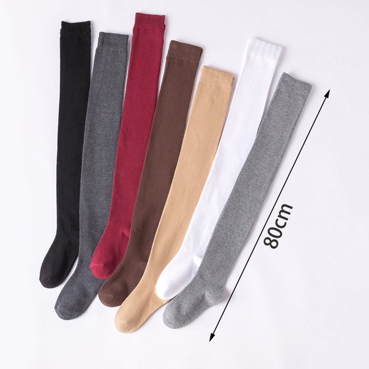 1 Pair 80cm Japanese Style Solid Color High Elasticity Non-slip Silicone Thigh Stockings Autumn Winter Women Over Knee Image 12