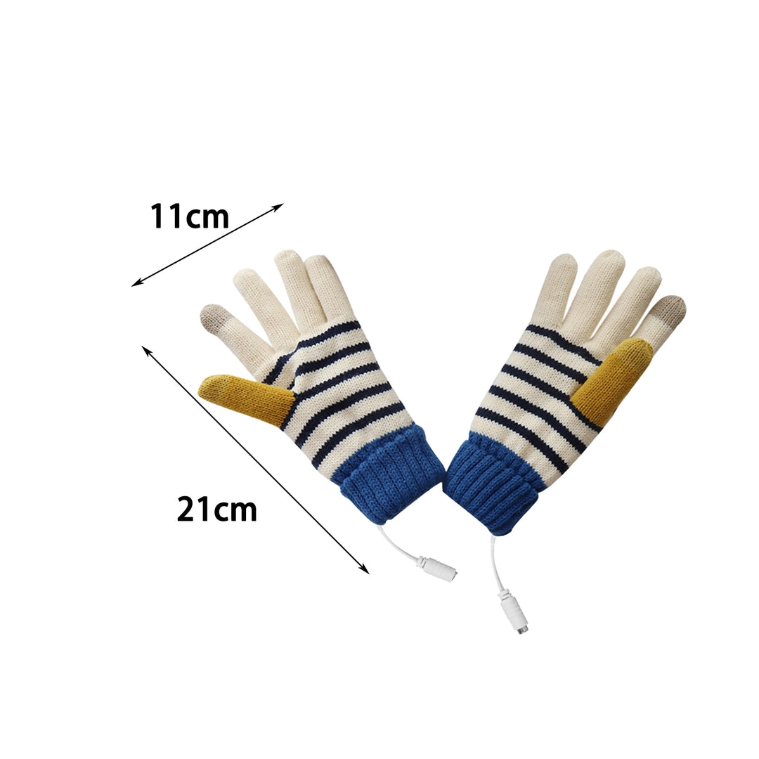 1 Pair Autumn Winter Motorcycle Electric Heated Gloves Striped USB Heating Plug Play Touch Screen Image 6