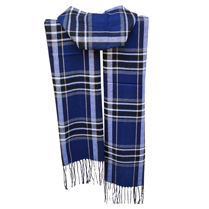 Autumn Winter Men Scarf Plaid Tassels Thickened Imitation Cashmere British Style Long Scarf Daily Wear Image 1