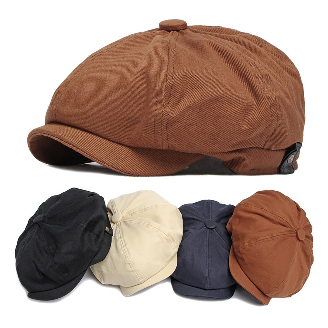 Short Brim Round Dome Adjustable Beret Hat Male Retro Octagonal Painter Hat Fashion Accessories Image 7