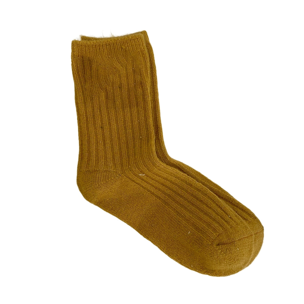 1 Pair Mid-Tube Thickened Women Socks Anti-Slip Knitted Solid Color Thermal Cotton Socks Daily Wear Image 2