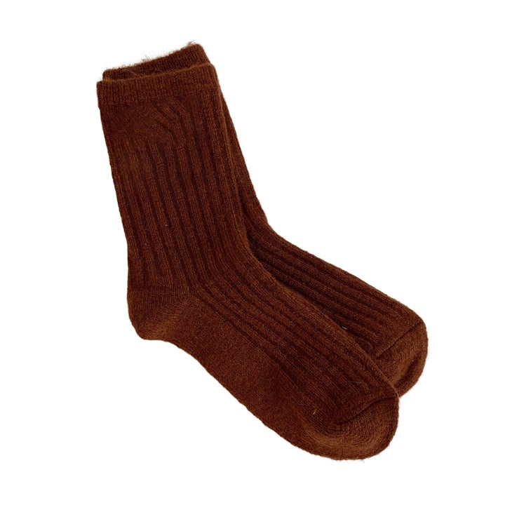 1 Pair Mid-Tube Thickened Women Socks Anti-Slip Knitted Solid Color Thermal Cotton Socks Daily Wear Image 3