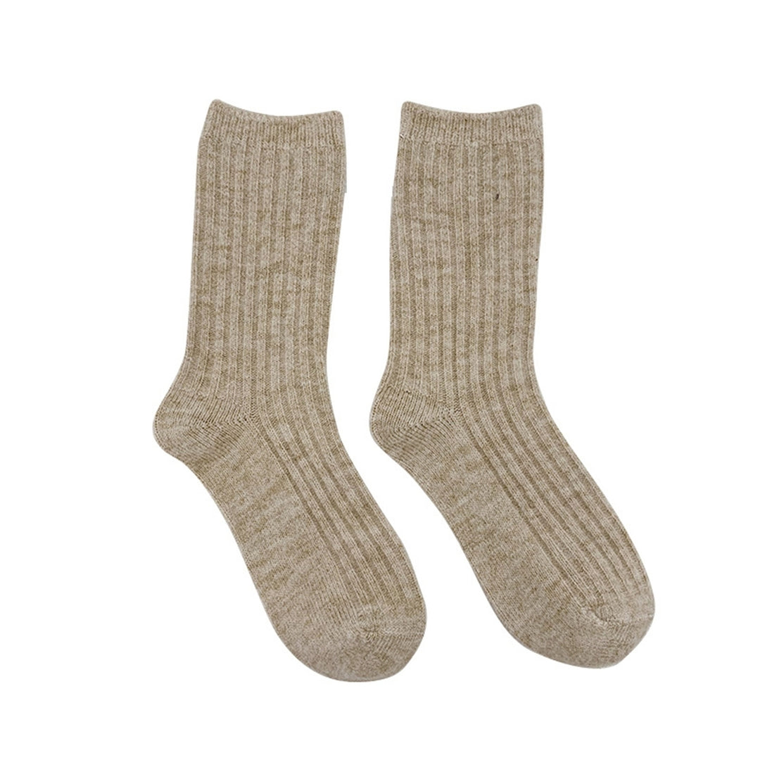 1 Pair Mid-Tube Thickened Women Socks Anti-Slip Knitted Solid Color Thermal Cotton Socks Daily Wear Image 6