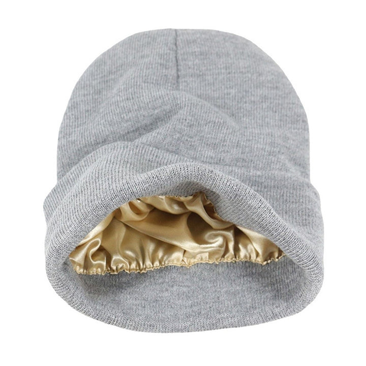 Autumn Winter Women Thermal Hat Solid Color Satin Lined No Brim Stretch Coldproof Knitting Beanie Hat Streetwear Image 6