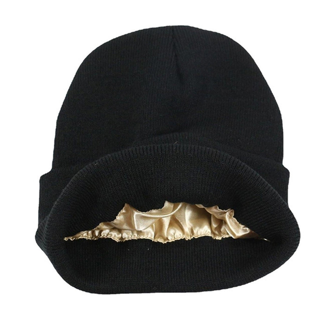 Autumn Winter Women Thermal Hat Solid Color Satin Lined No Brim Stretch Coldproof Knitting Beanie Hat Streetwear Image 8