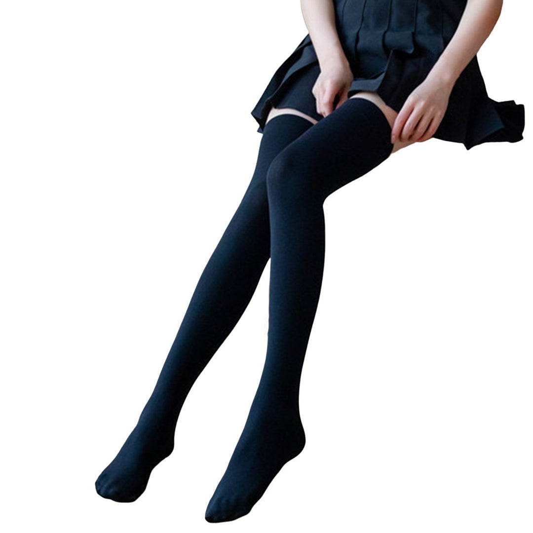 1 Pair Women Stockings Solid Color High Stretch Long Tube Spring Autumn Lolita Velvet Thigh High Socks Streetwear Image 2