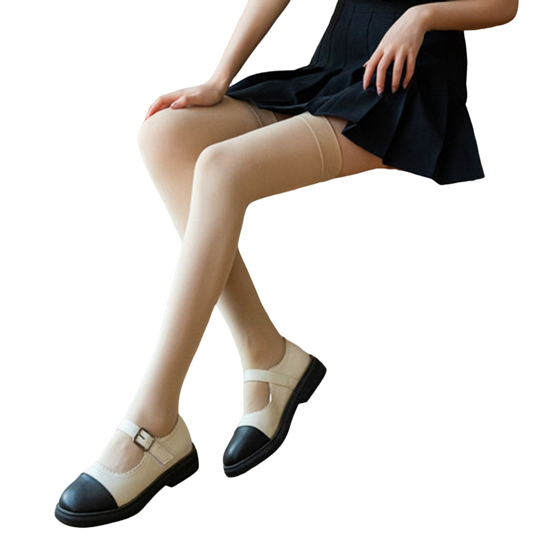 1 Pair Women Stockings Solid Color High Stretch Long Tube Spring Autumn Lolita Velvet Thigh High Socks Streetwear Image 4