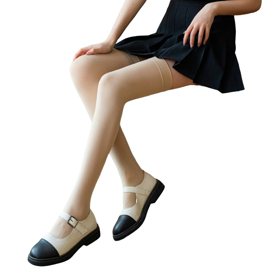 1 Pair Women Stockings Solid Color High Stretch Long Tube Spring Autumn Lolita Velvet Thigh High Socks Streetwear Image 1