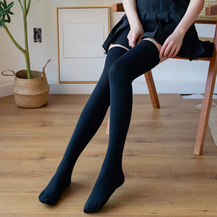 1 Pair Women Stockings Solid Color High Stretch Long Tube Spring Autumn Lolita Velvet Thigh High Socks Streetwear Image 10