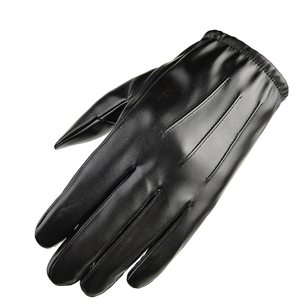 1 Pair Men Gloves Solid Color Full Finger Thickened Plush Lining Touch Screen Faux Leather Coldproof Riding Driving Image 7