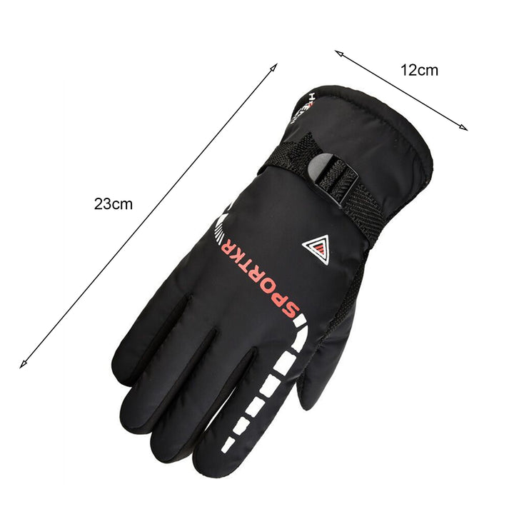 1 Pair Letter Print Full Finger Thickened Fleece Lining Adjustable Buckle Men Gloves Winter Windproof Non-slip Sports Image 8