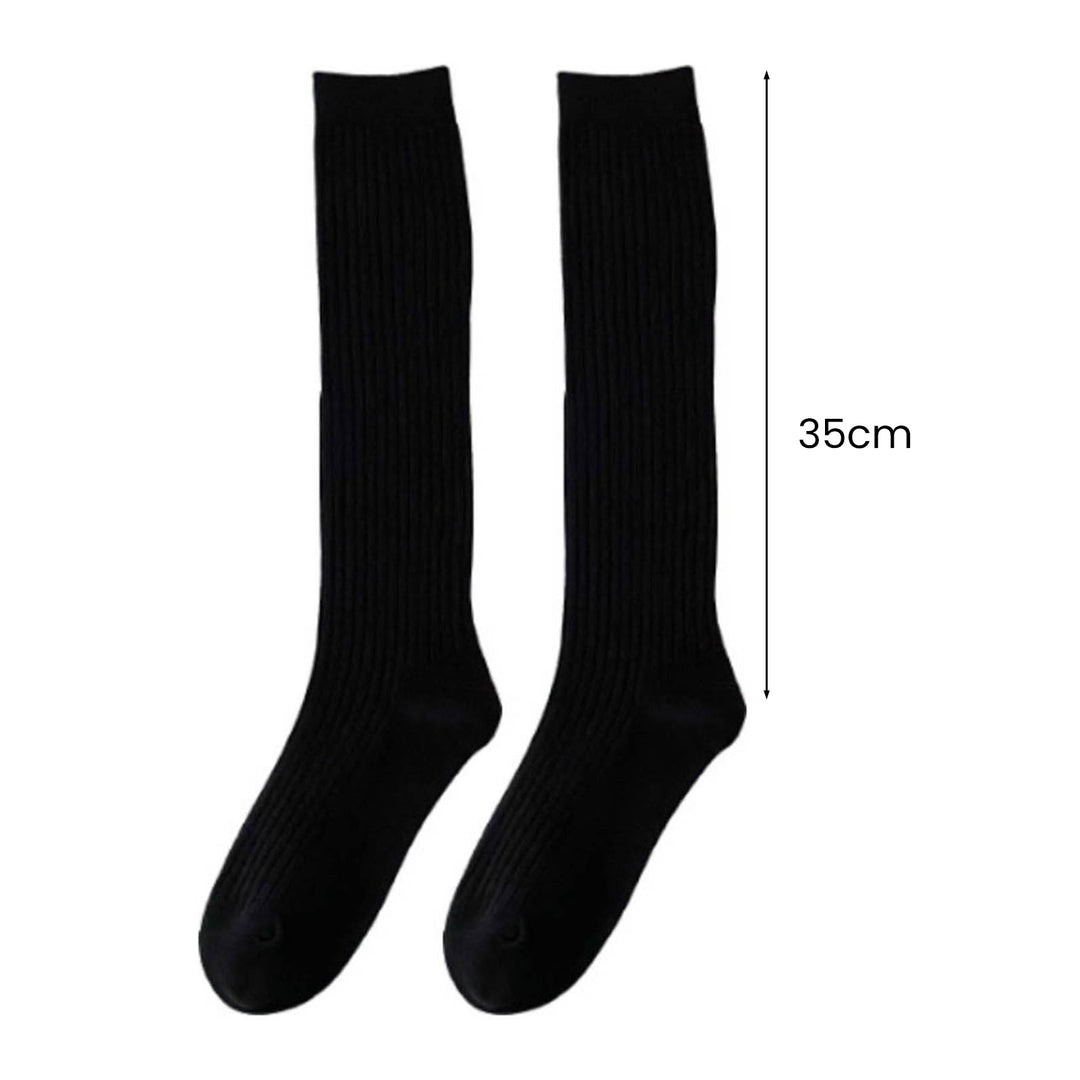 1 Pair Japanese Style Ribbed Elastic Knee Socks Girls Autumn Winter Solid Knitting Tube Socks Image 10