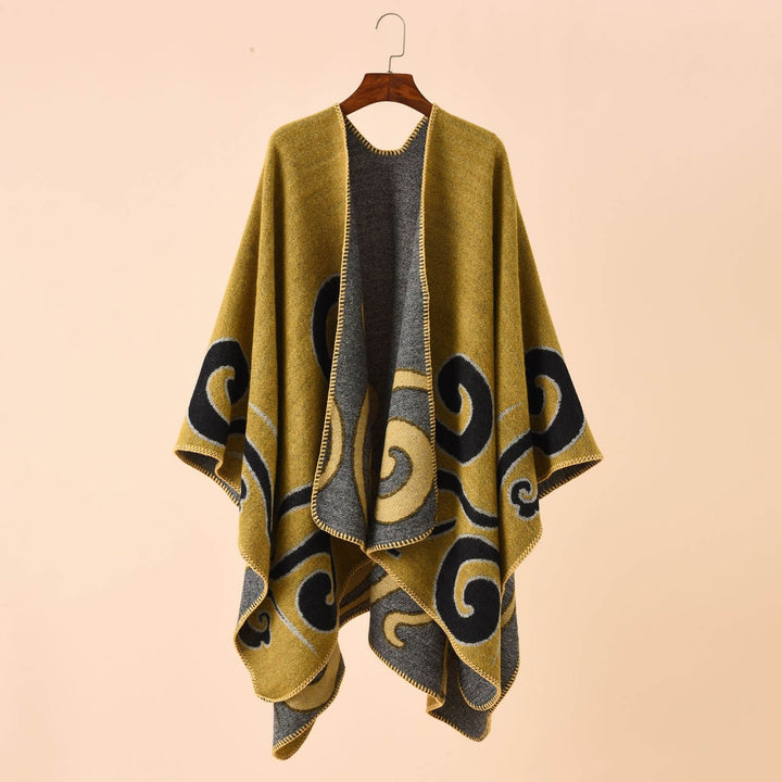 Women Autumn Cape Knitting Cardigan Printing Loose Irregular Hem Warm Soft Print Bohemian Women Autumn Cloak Women Image 8