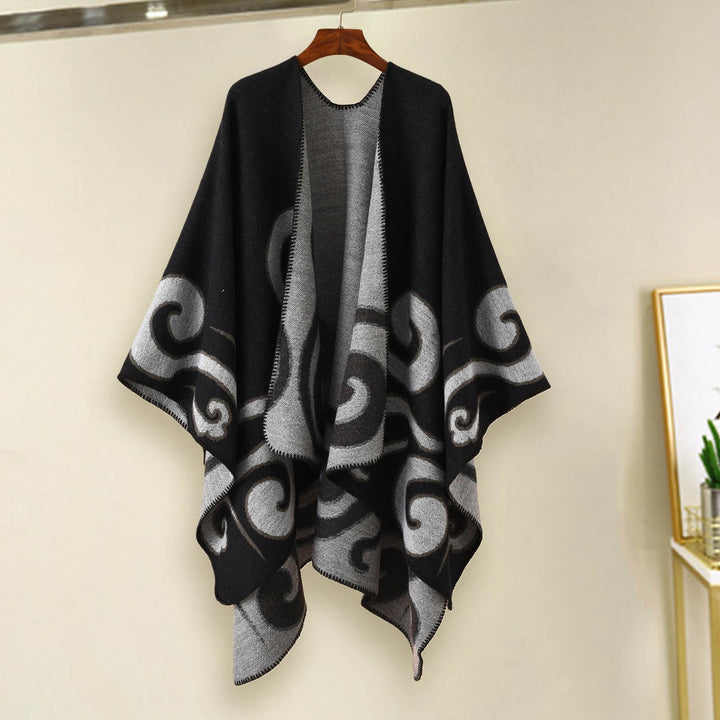 Women Autumn Cape Knitting Cardigan Printing Loose Irregular Hem Warm Soft Print Bohemian Women Autumn Cloak Women Image 10