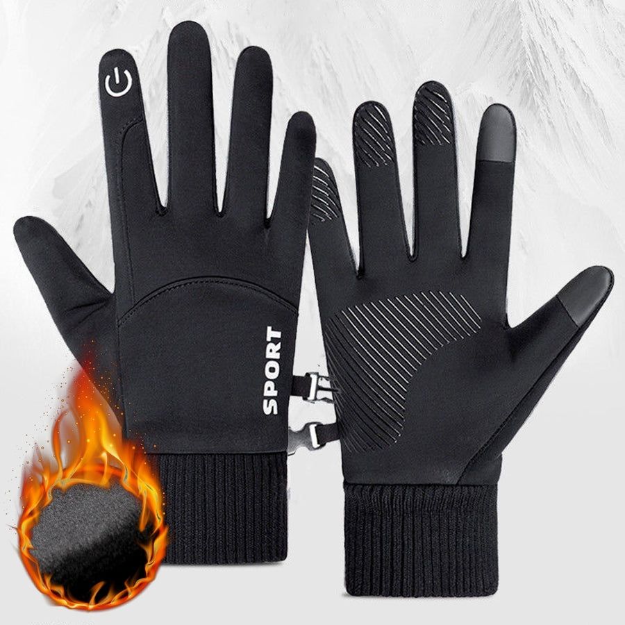 1 Pair Non-Slip Silicone Palm Fleece Lining Elastic Knitting Cuffs Unisex Gloves Waterproof Image 1