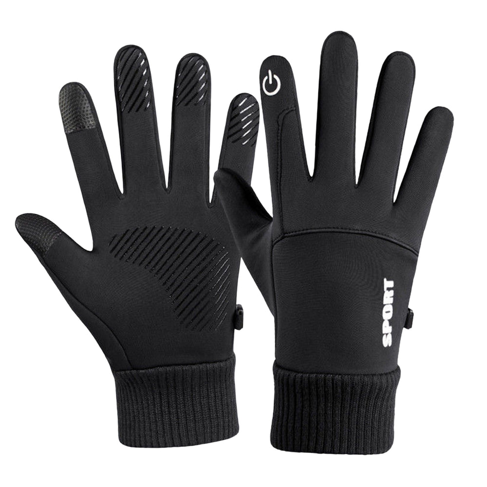 1 Pair Non-Slip Silicone Palm Fleece Lining Elastic Knitting Cuffs Unisex Gloves Waterproof Image 2