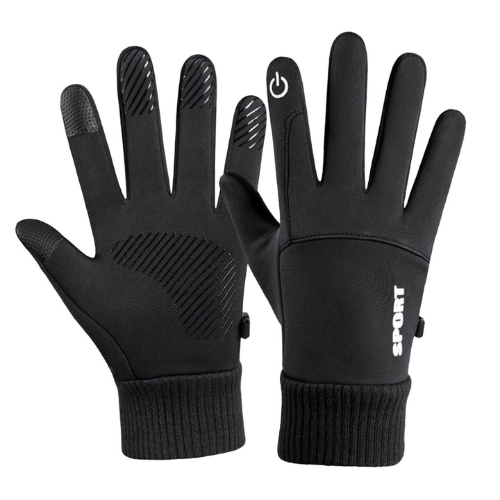 1 Pair Non-Slip Silicone Palm Fleece Lining Elastic Knitting Cuffs Unisex Gloves Waterproof Image 1