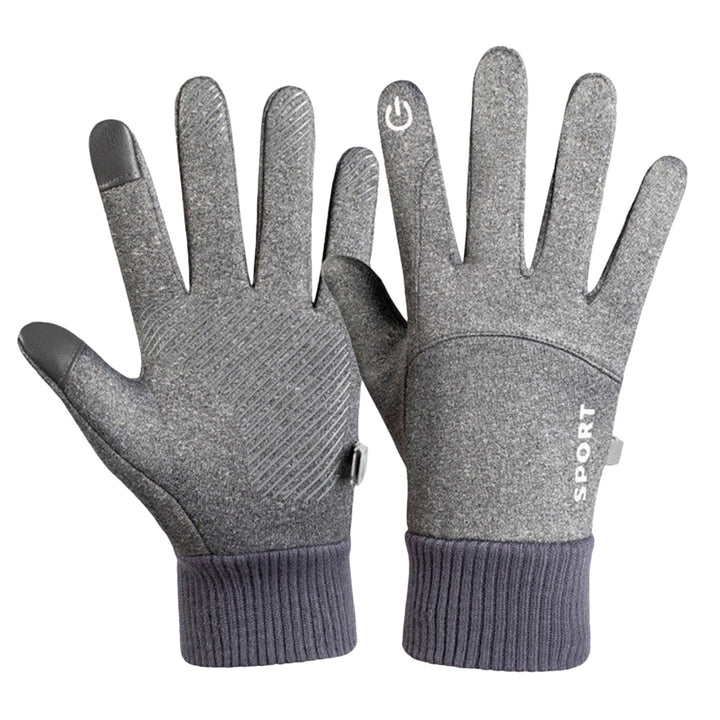 1 Pair Non-Slip Silicone Palm Fleece Lining Elastic Knitting Cuffs Unisex Gloves Waterproof Image 3