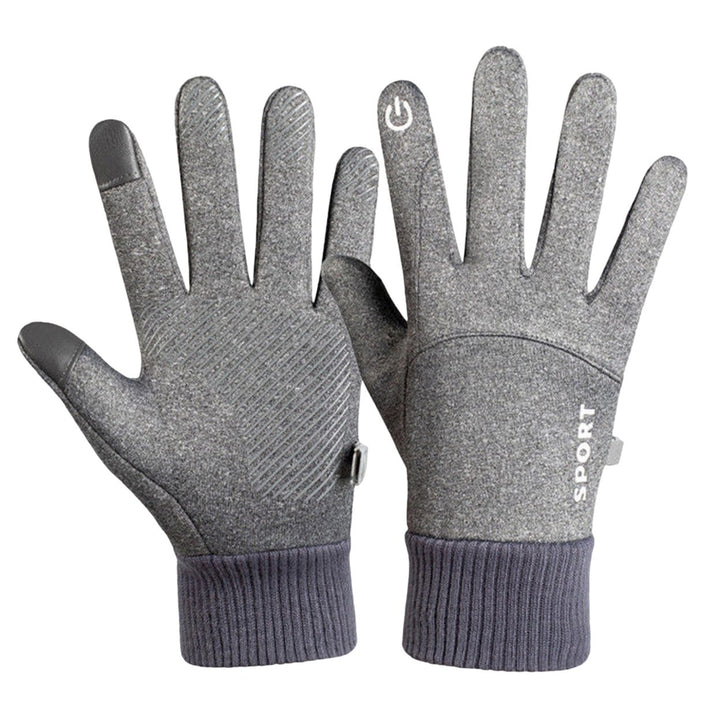 1 Pair Non-Slip Silicone Palm Fleece Lining Elastic Knitting Cuffs Unisex Gloves Waterproof Image 1