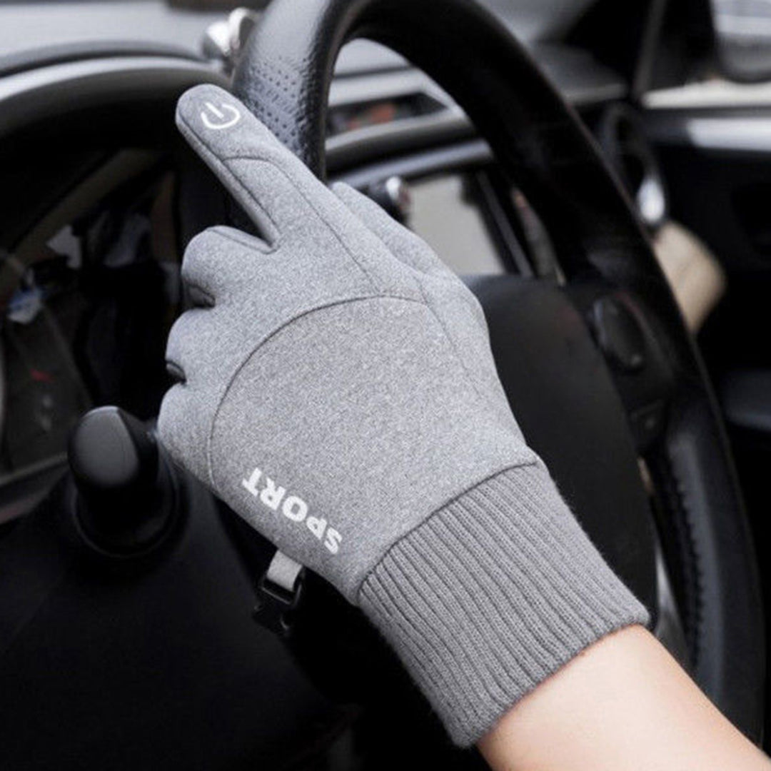 1 Pair Non-Slip Silicone Palm Fleece Lining Elastic Knitting Cuffs Unisex Gloves Waterproof Image 4